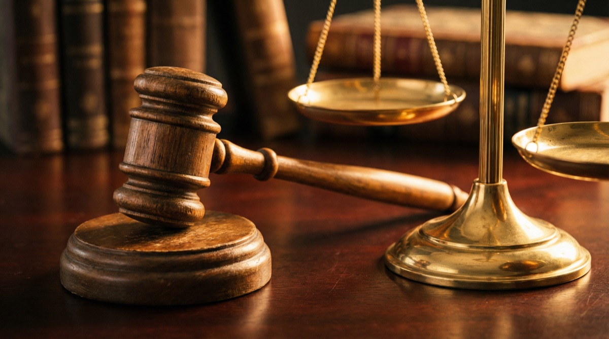 Scales of justice and gavel